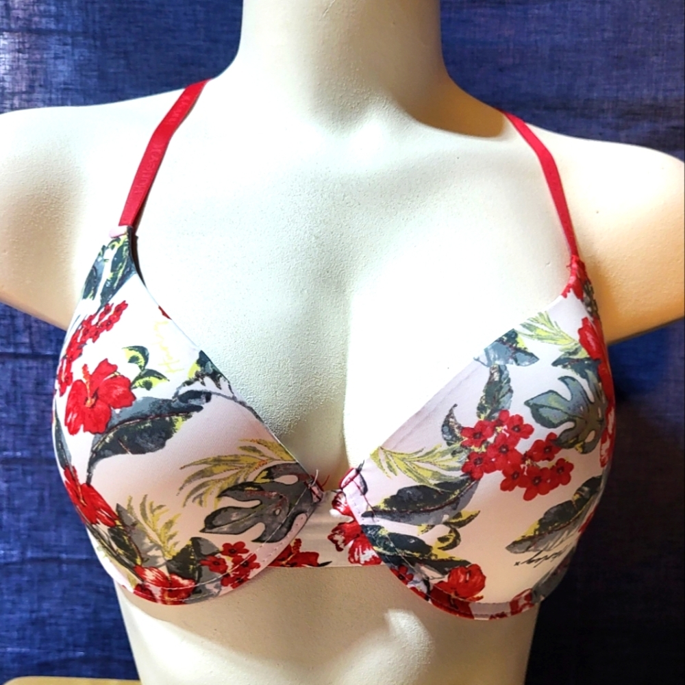HURLEY floral red/white bra size 38C